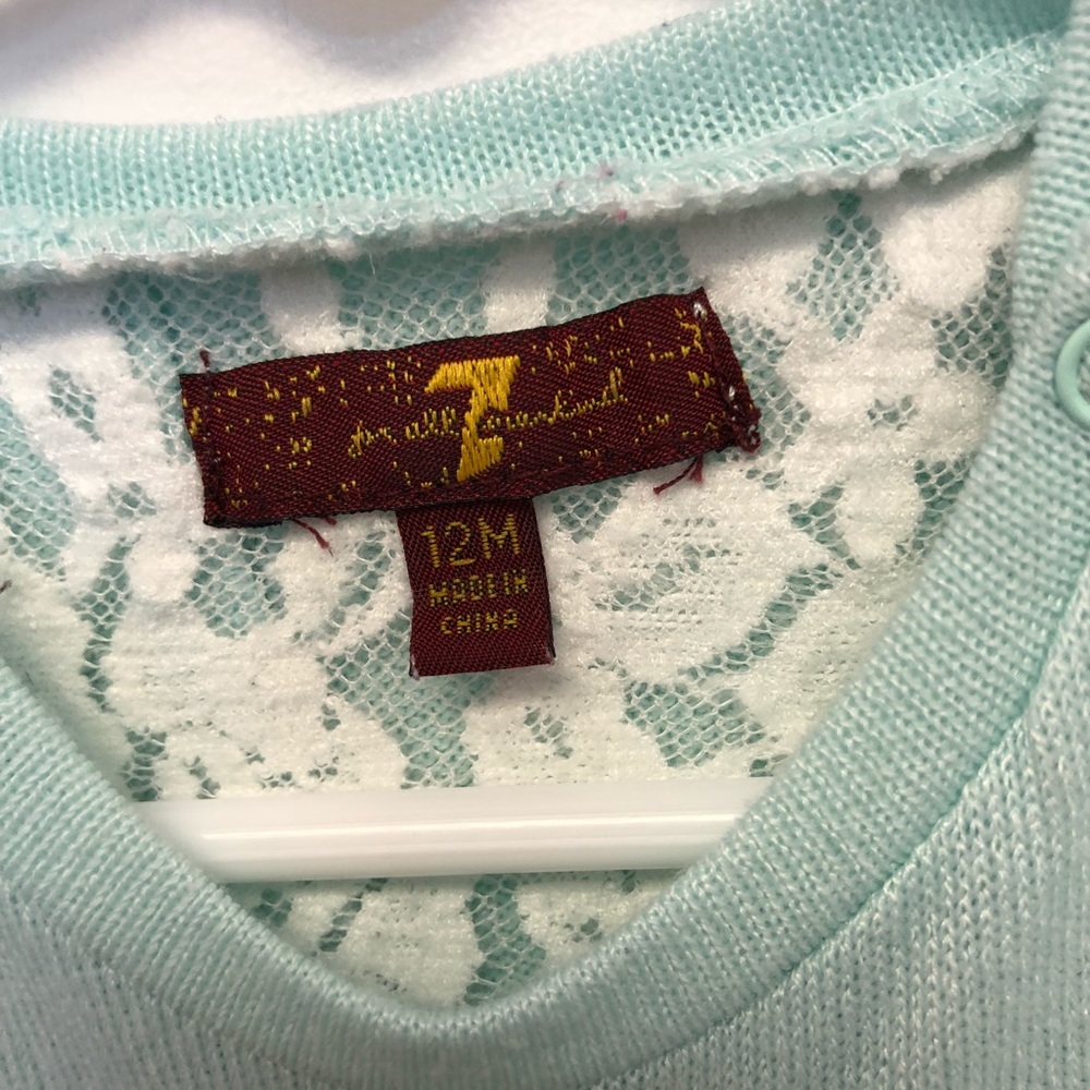 7 for all mankind teal and lace sweater - 12 mo